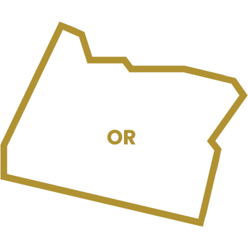 Outline of the state of Oregon with 'OR' abbreviation 