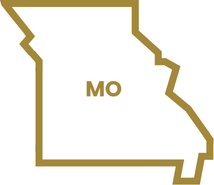 Outline of the state of Missouri with 'MO' in the center background